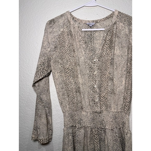 Rails Snake Print V Neck Smocked Waist Mini Dress Womens Size M Long Sleeve - Picture 6 of 9